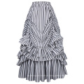 Belle Poque Estilo retro gótico estilo preto e branco Stripes Bustle saia BP000354-1